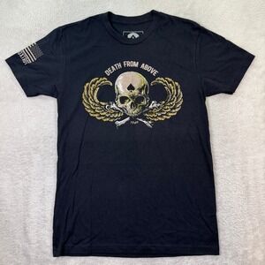 NEW Zero Foxtrot Mens Small T-Shirt Black Skull Death From Above Crossbone Wings